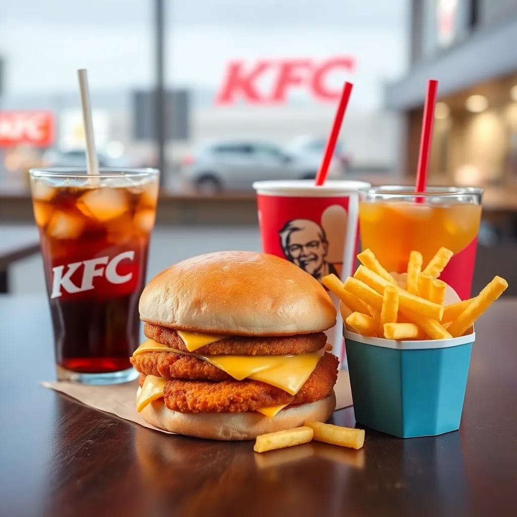 Beberapa produk makanan cepat saji dari KFC.