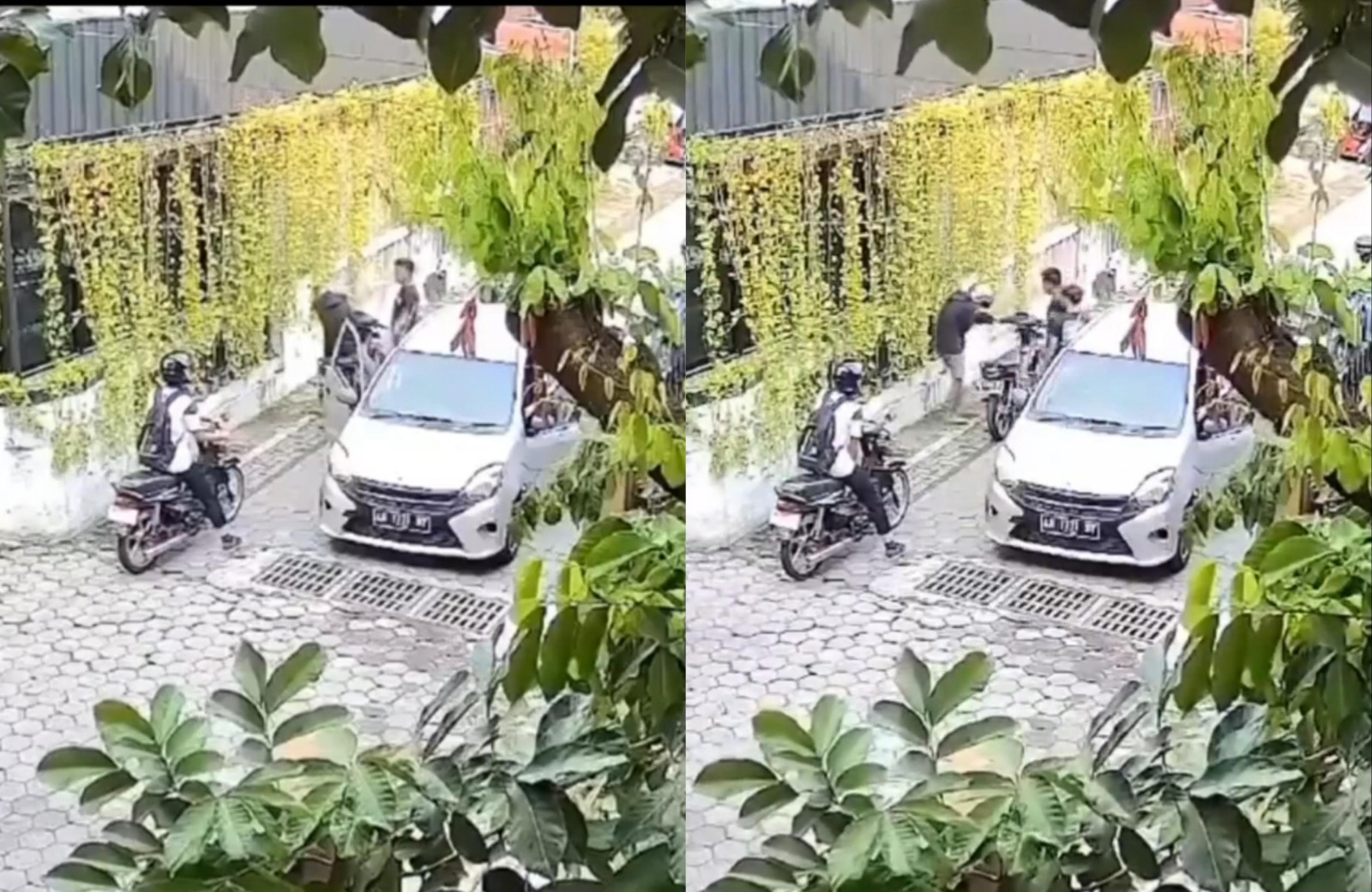 Aksi arogan pengemudi mobil memukul pesepeda motor di Jogja.