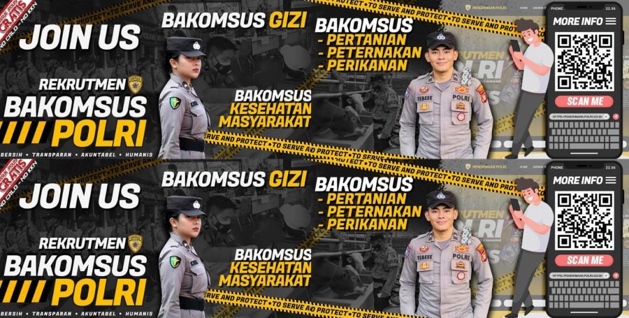 Hari ini Polri akan merekrut Bakomsus untuk berbagai bidang.
