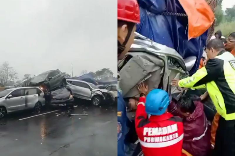 Kecelakaan Tol CIpularang yang menewaskan 1 orang dan 28 korban luka-luka.