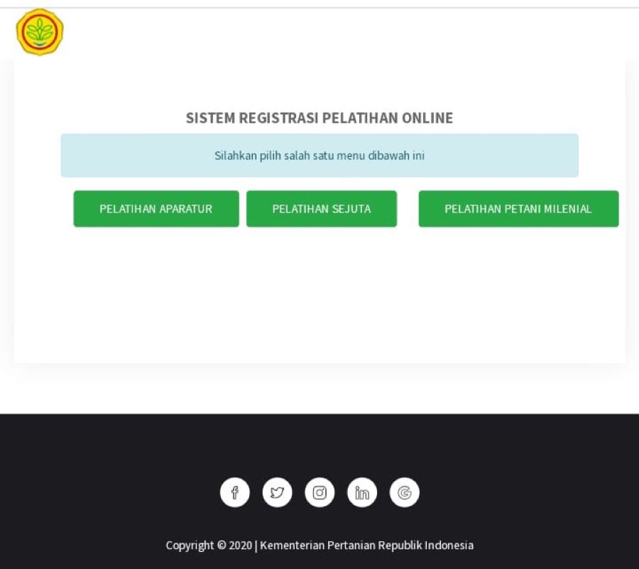 Website registrasi program petani milenial 2024.