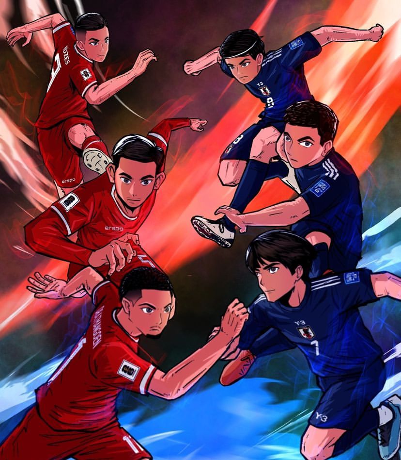 Sebuah animasi Tim Indonesia vs Jepang.