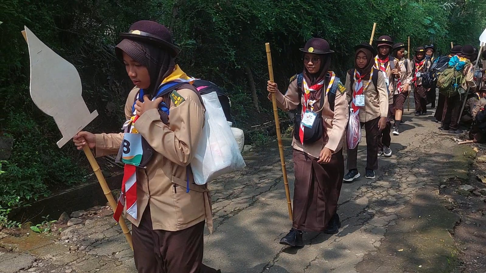 PENGEMBARAAN: Ratusan Pramuka Penegak mengikuti Jelitaku 2024 di Kulon Progo.