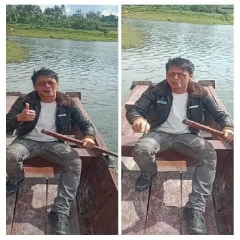 Foto Ariel Noah ketika naik perahu dan direkam dengan menggunakan HP android.