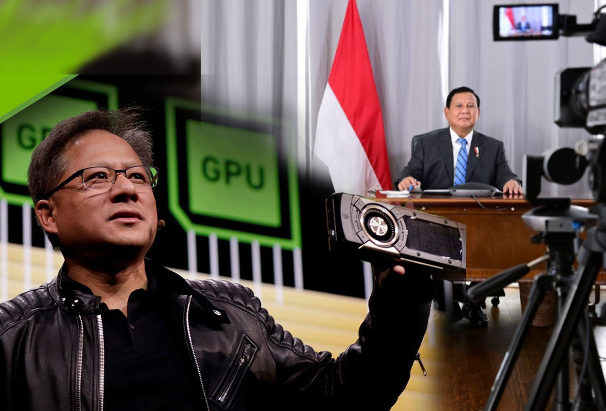 Jensen Huang (kiri) dan Presiden RI Prabowo Subianto.
