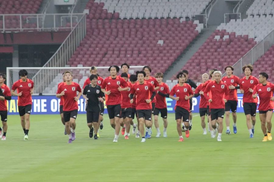 Jepang jalani latihan resmi sebelum pertandingan kontra Timnas Indonesia di Stadion Utama Gelora Bung Karno (SUGBK)