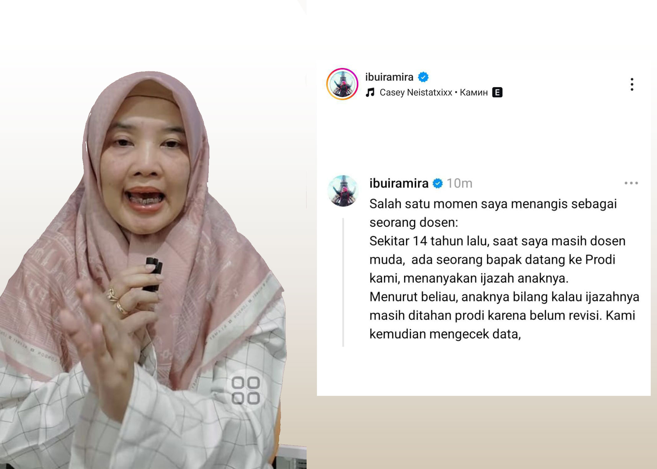 Dosen Universitas Padjajaran (Unpad) di Sumedang, Jawa Barat Ira Mirawati membagikan kisah haru orangtua yang dibohongi anaknya. Setiap hari pamit kuliah namun tak sampai tujuan.