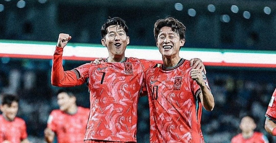 Selebrasi Son Heung Min dan Se Hun Oh dalam kemenangan Korea Selatan 3-1 atas Kuwait