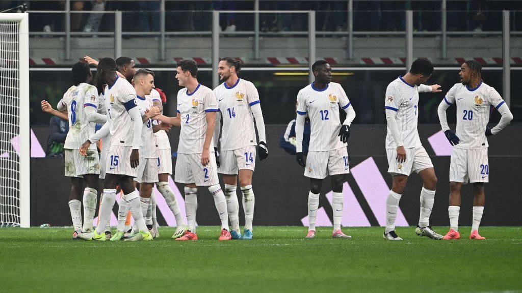 Selebrasi pemain Prancis usai kemenangan 3-1 atas Italia di Uefa Nations League (getty)