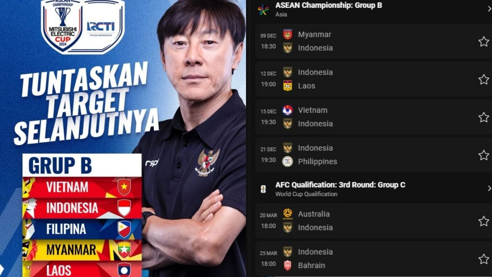 Jadwal Laga Indonesia Bulan Desember 2024.  (X/@SiaranBolaLive, X/@hendra_cruz)