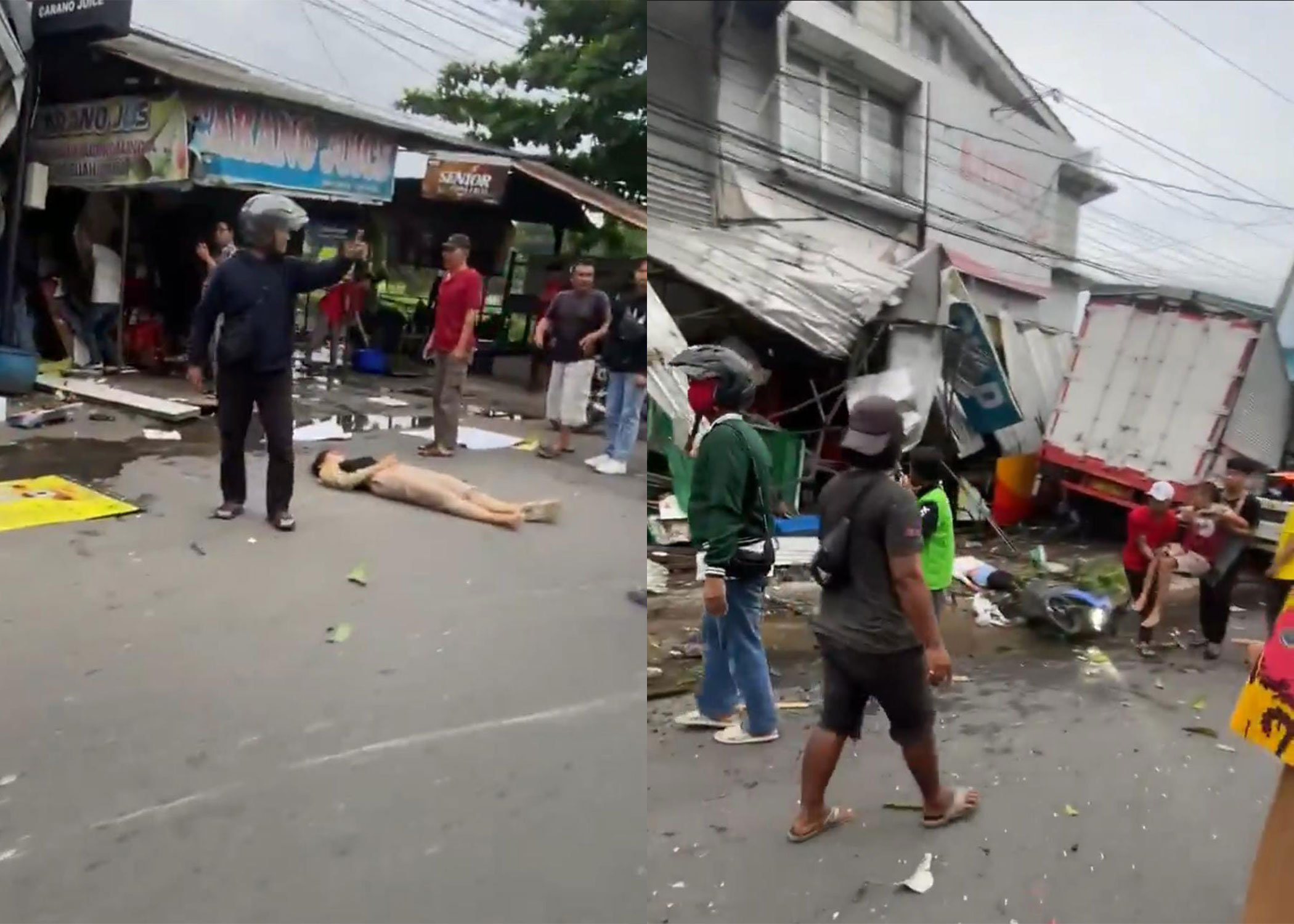 Truk Tronton Tabrak Bangunan di Ngaliyan, Semarang, Viral.