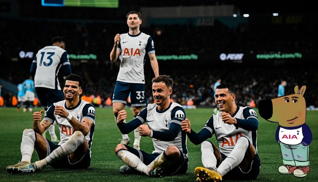 Selebrasi penggawa Tottenham Hotspur setelah kemenangan atas Manchester City dengan skor telak 4-0 (ig spursofficial)