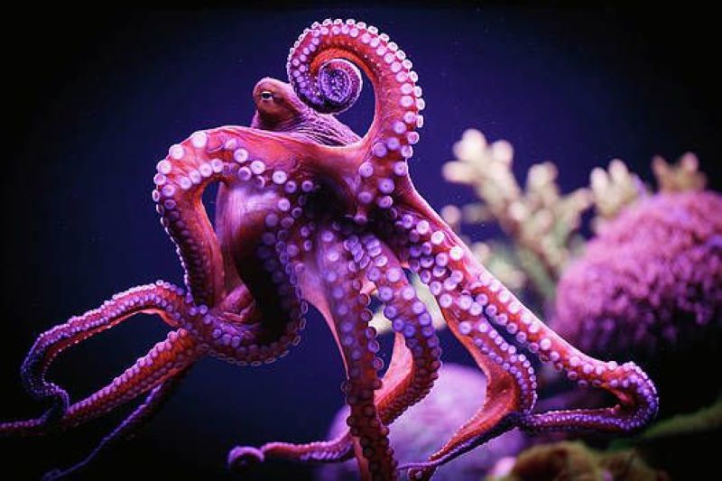 Gurita di dalam laut.