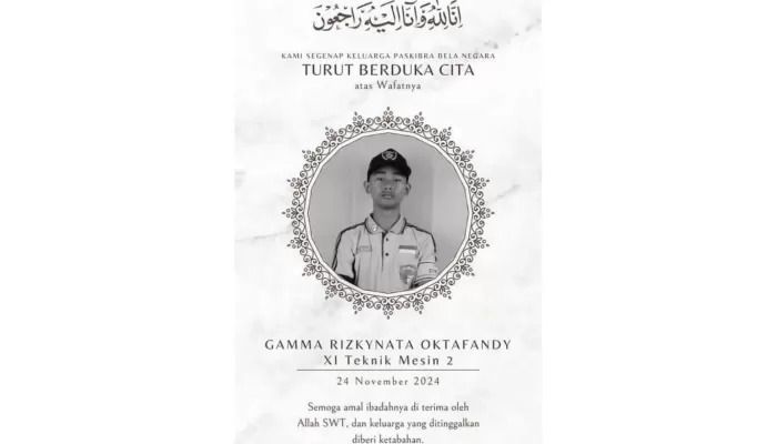 Ucapan duka dari teman-teman paskibra Gamma Rizkynata Oktafandy.