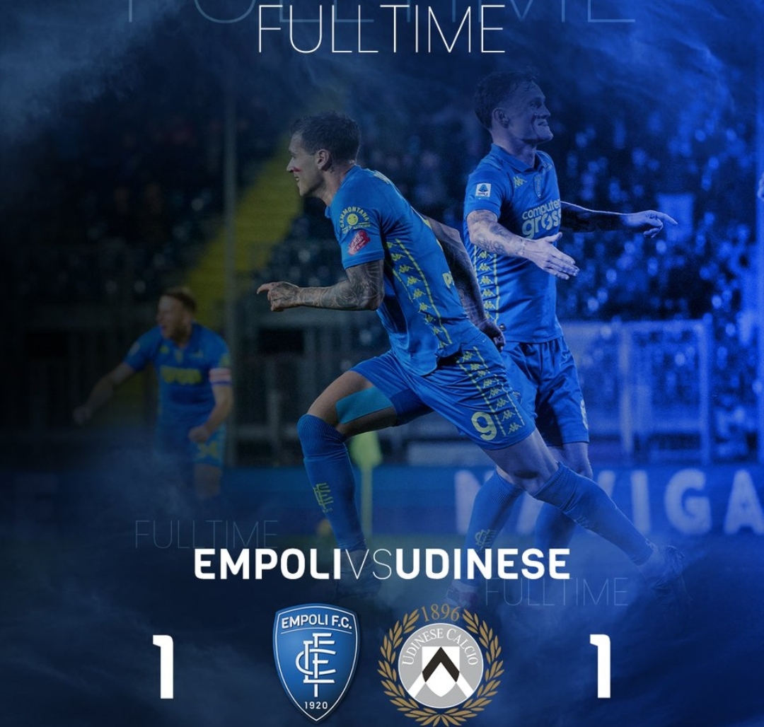 Empoli ditahan imbang Udinese dengan skor 1-1 (empolifcofficial)