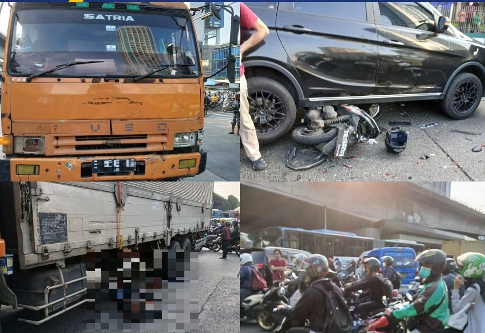 Kecelakaan beruntun di Slipi Jakarta Barat, diduga tronton alami gangguan rem.