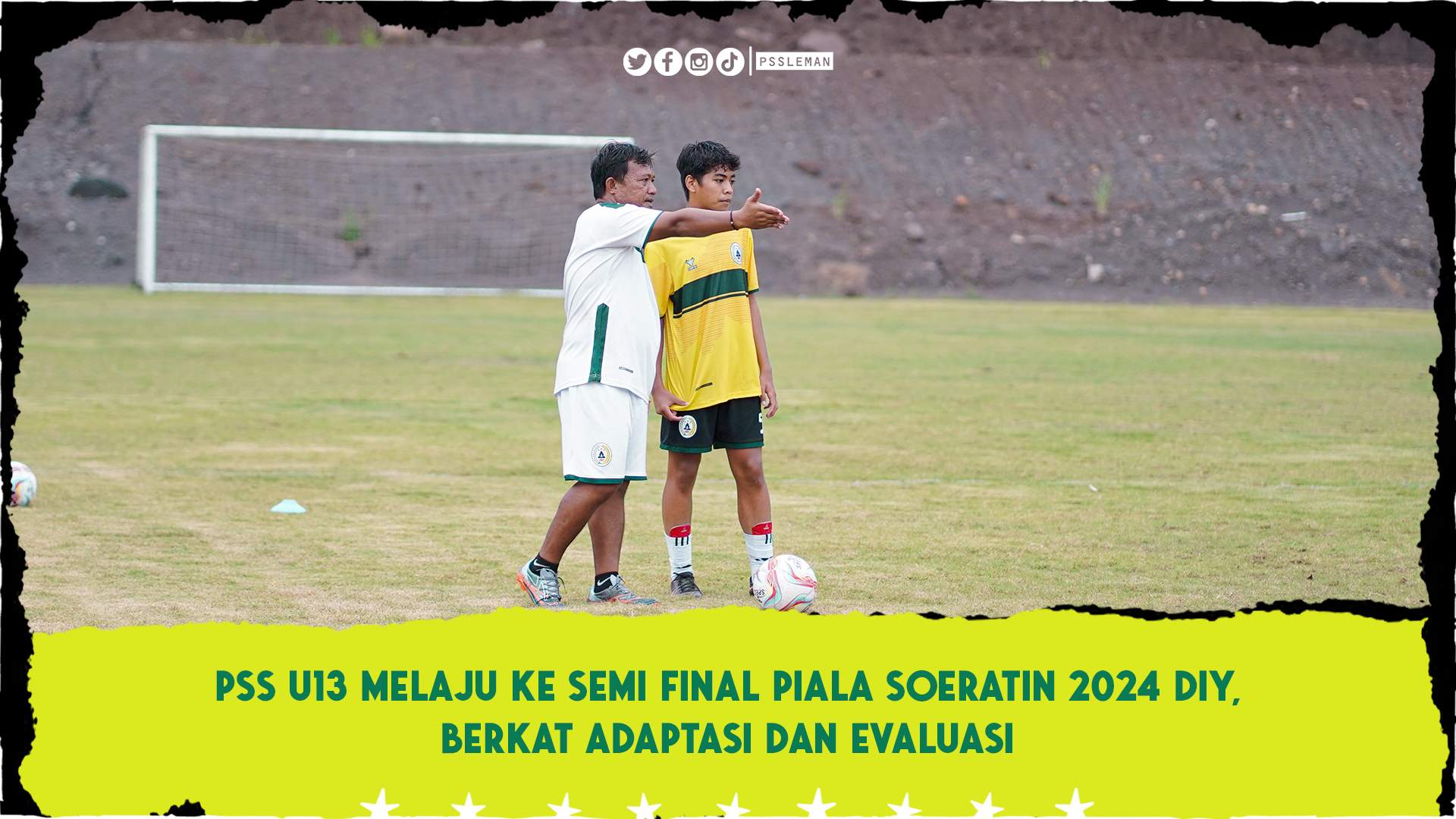 Pelatih PSS Sleman U13 di Piala Soeratin 2024 DIY, Fajar Subekti memberikan arahan langsung kepada pemain Super Elja Muda