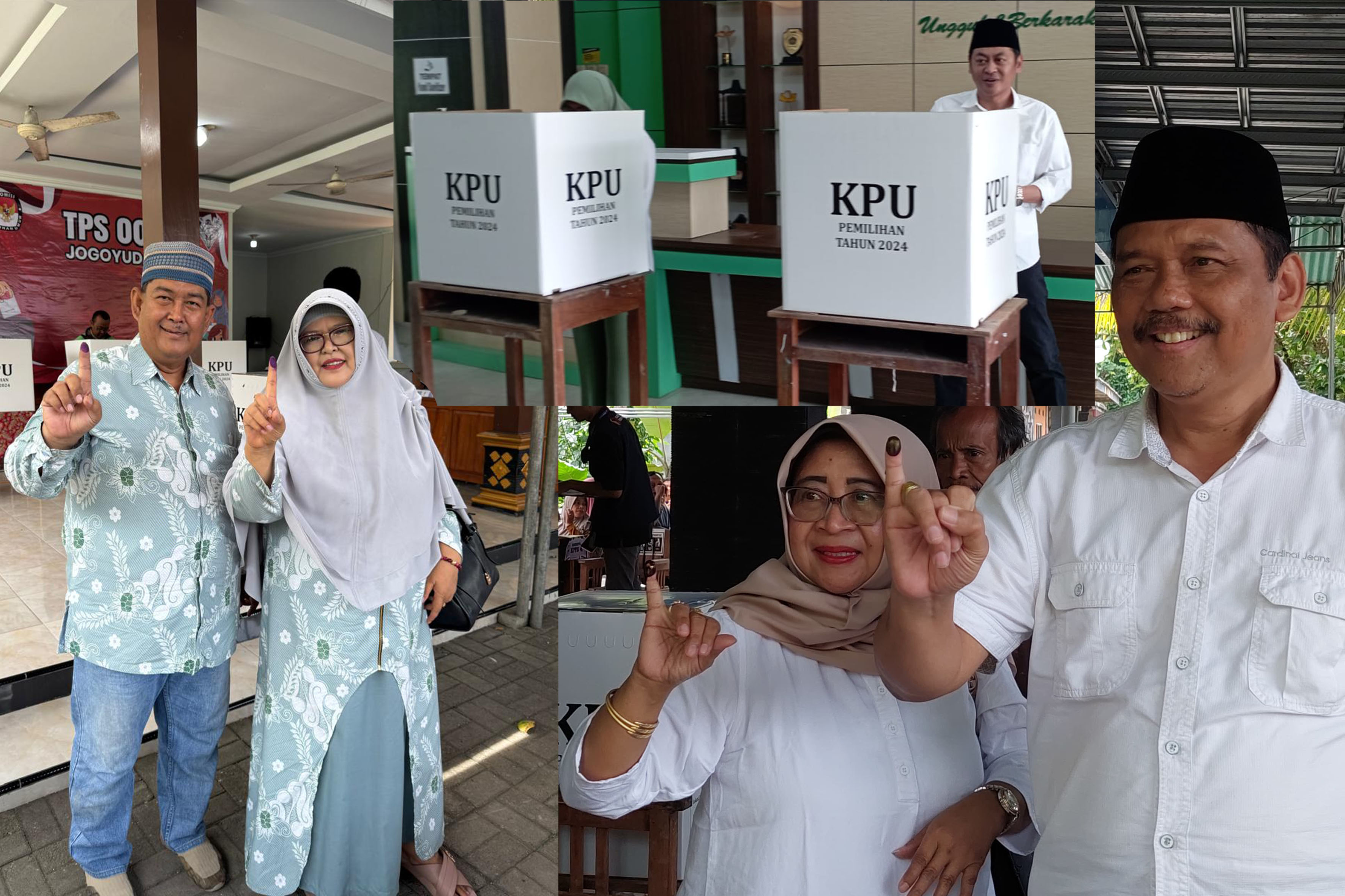 Tiga Paslon Cabup Kulon Progo memberikan hak suaranya.&nbsp;
