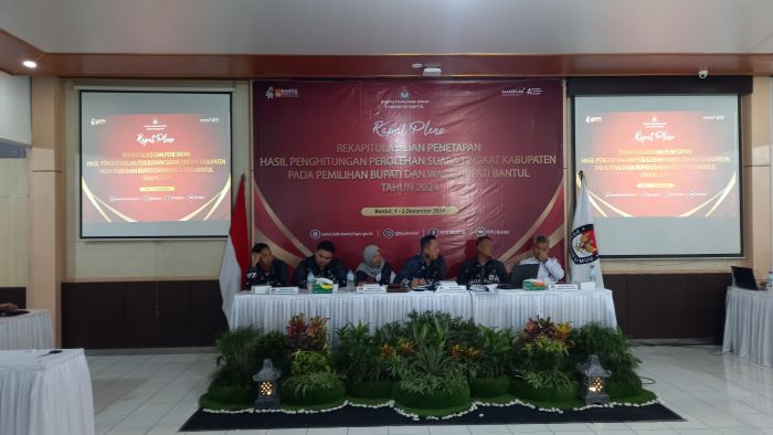 UNGGUL: KPU Bantul menetapkan perolehan hasil suara Pilkada 2024 dengan jumlah tertinggi paslon nomor urut dua Halim-Aris.