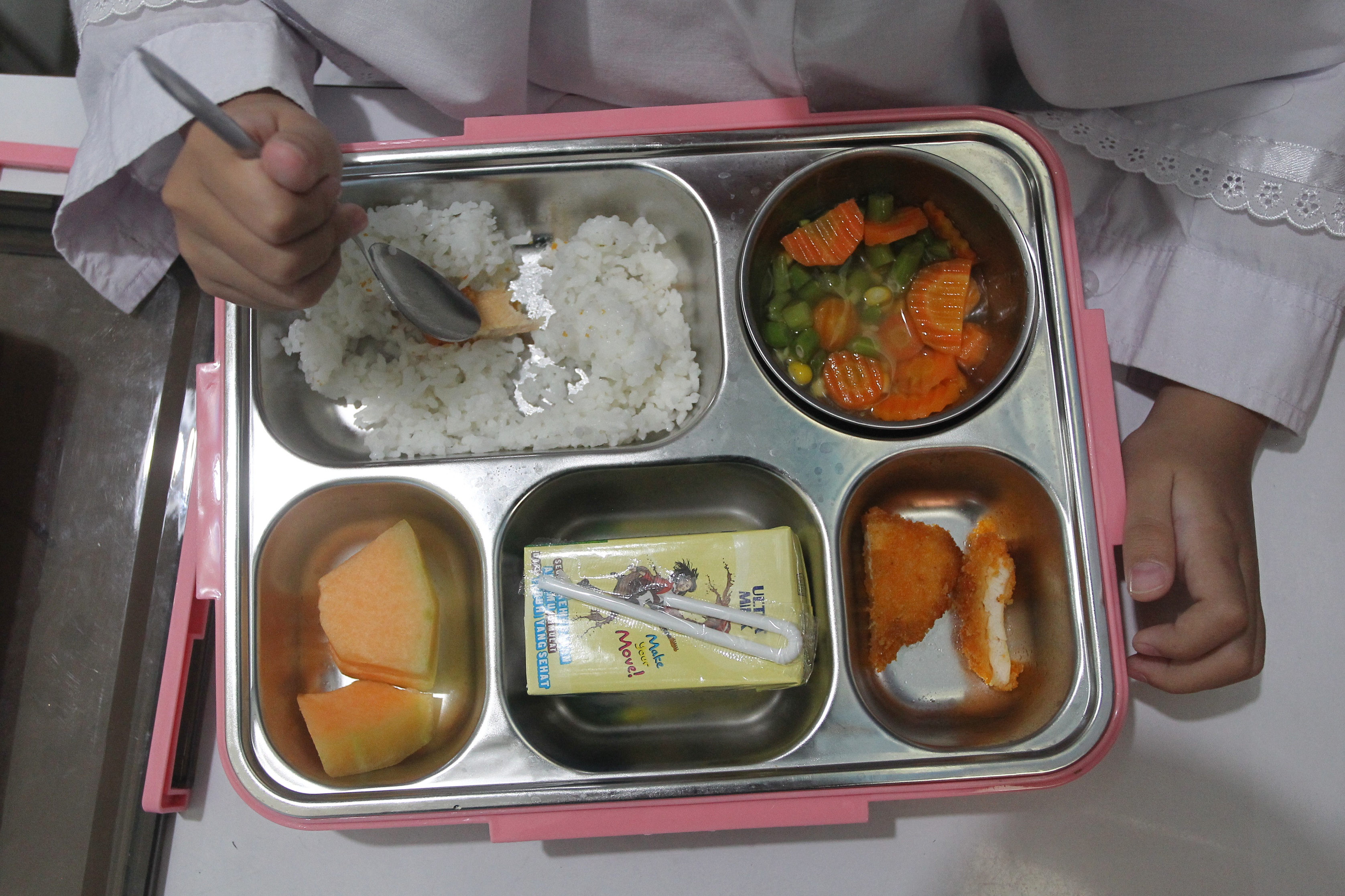 Hidangan makanan bergizi gratis untuk siswa SD