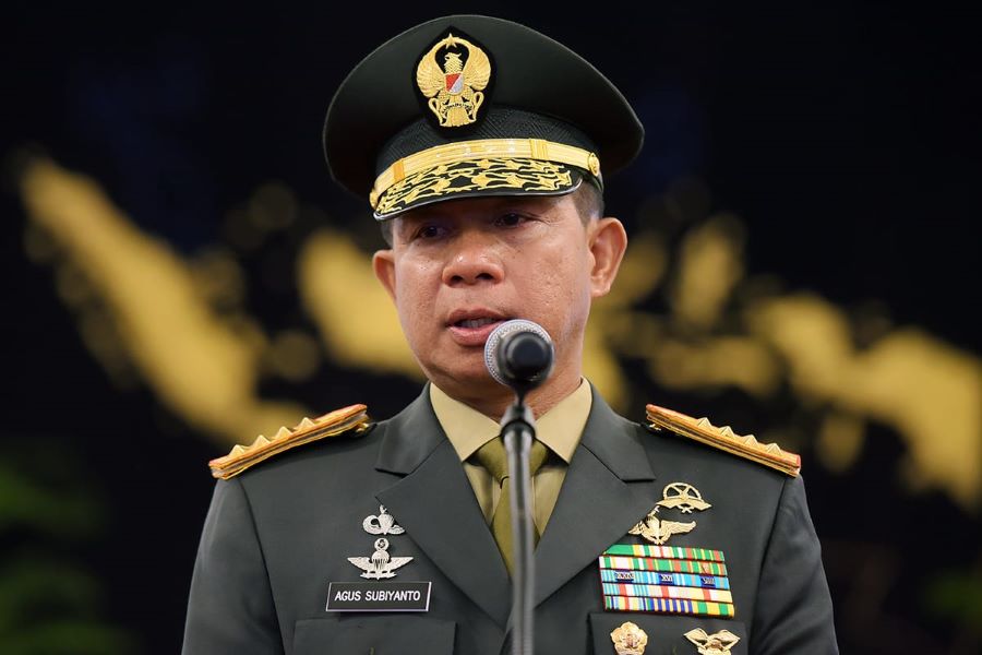 Potret Agus Subiyanto saat dilantik jadi Panglima TNI.