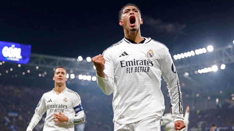 Selebrasi Jude Bellingham usai cetak gol ke gawang Atalanta dalam kemenangan Real Madrid di Liga Champions (realmadrid.com)