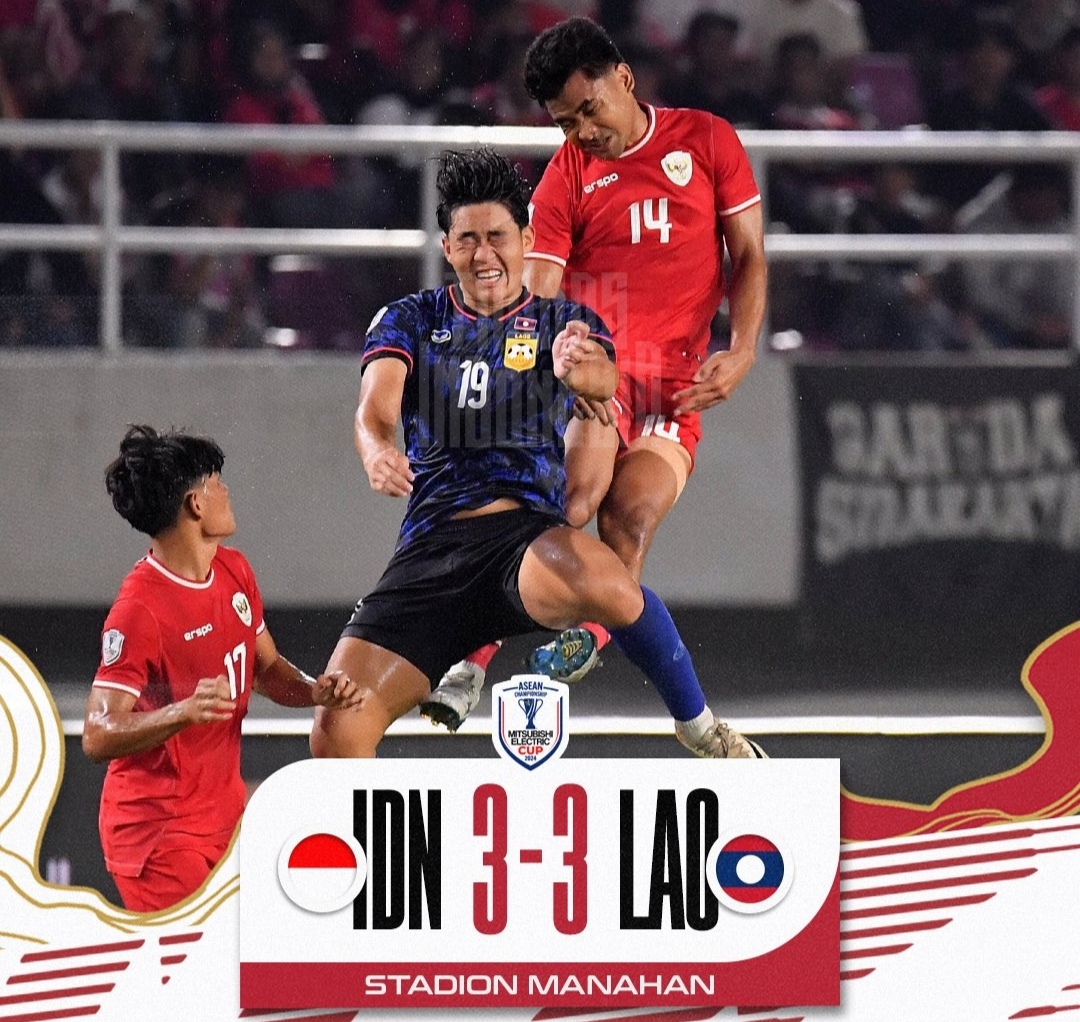 Timnas Indonesia dipaksa berbagi satu poin saat menjamu Laos di Stadion Manahan, Solo dalam matchday kedua Piala AFF 2024 (X timnas Indonesia)