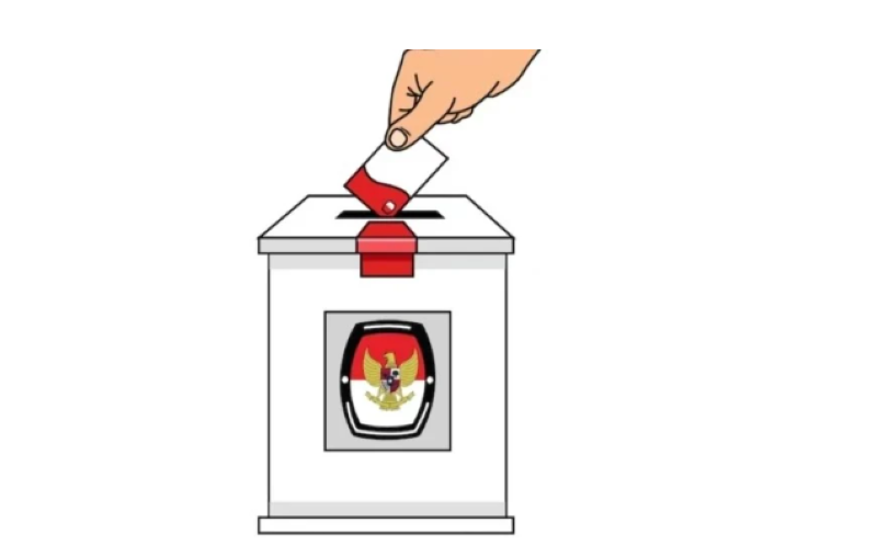 Ilustrasi surat dan kotak suara di TPS.