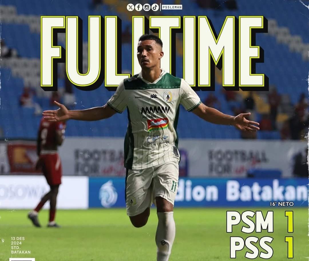 Selebrasi Gustavo Tocantins usai mencetak gol dalam hasil imbang 1-1 PSS Sleman kontra PSM Makassar (ig pssleman)
