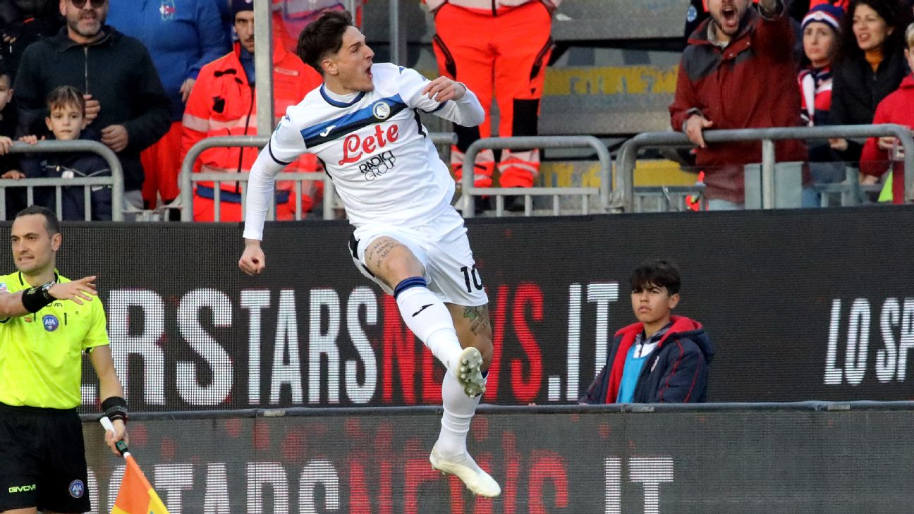 Selebrasi Nicolo Zaniolo usai cetak gol kemenangan bagi Atalanta dan membawa La Dea pecahkan rekor dengan 10 kemenangan beruntun di Serie A