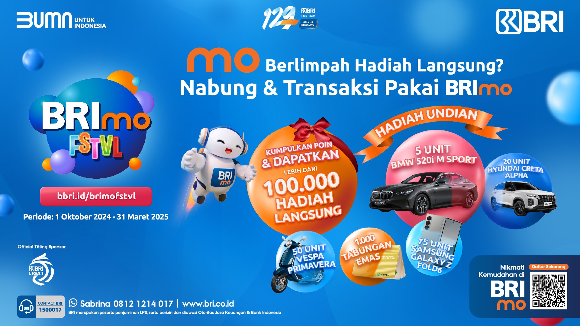 BRImo FSTVL tawarkan ratusan ribu hadiah untuk nasabah. (Dok. BRI)
