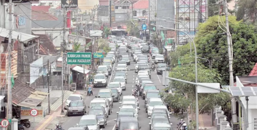 Ilustrasi kawasan Malioboro macet tepatnya di Jalan Mataram.