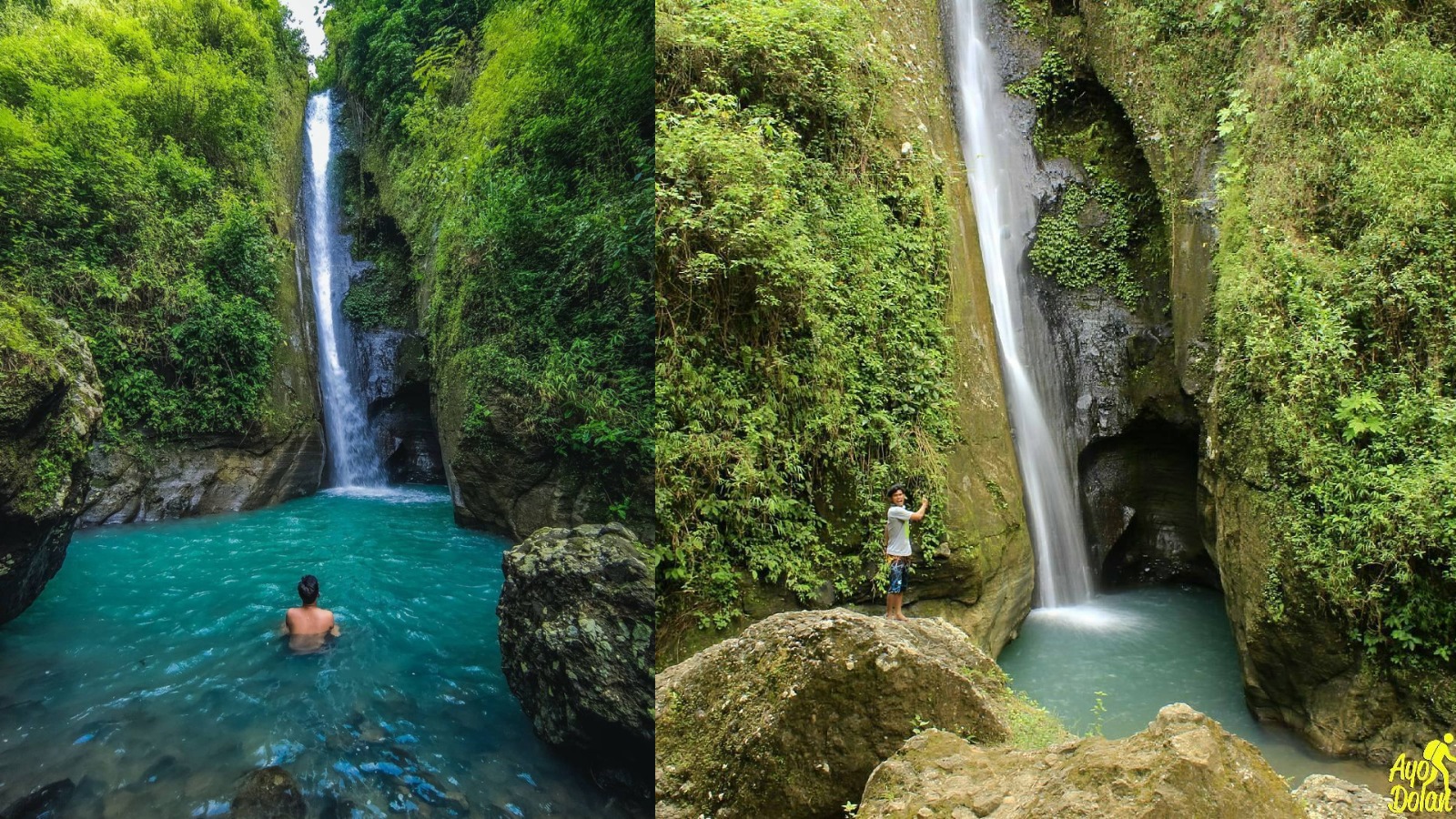 Curug Siluwok (kolase dari Instagram @tri_priyanto_@motorent_jogja)