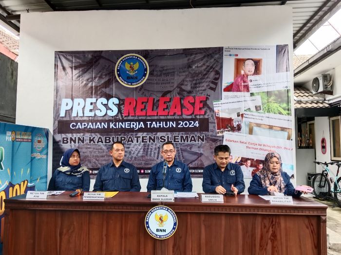 Konferensi pers capaian kinerja akhir tahun oleh BNN Kabupaten Sleman
