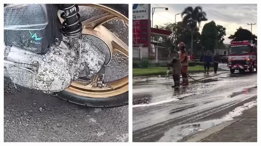 Tumpahan soda api di Jalan Raya Bandung Barat-Purwakarta sebabkan ratusan korban dan kerusakan kendaraan.