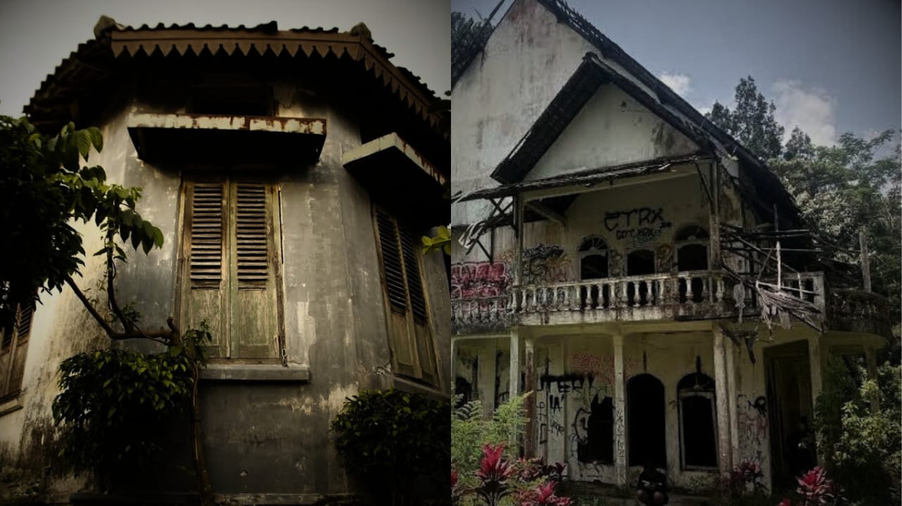 (foto rumah pocong Sumi dan Vila Putih Merapi, google map)
