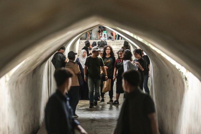 Wisatawan saat memadati objek wisata Tamansari, Jogja Sabtu (28/12/2024)