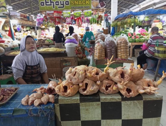 Ilustrasi penjual daging ayam.