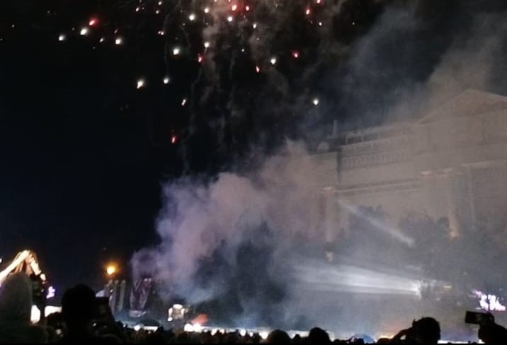 Perayaan tahun baru di lapangan Denggung Sleman