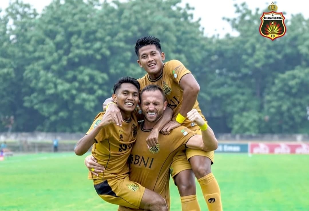 Penggawa Bhayangkara rayakan kemenangan 4-0 atas Persijap Jepara (ig bhayangkara FC)