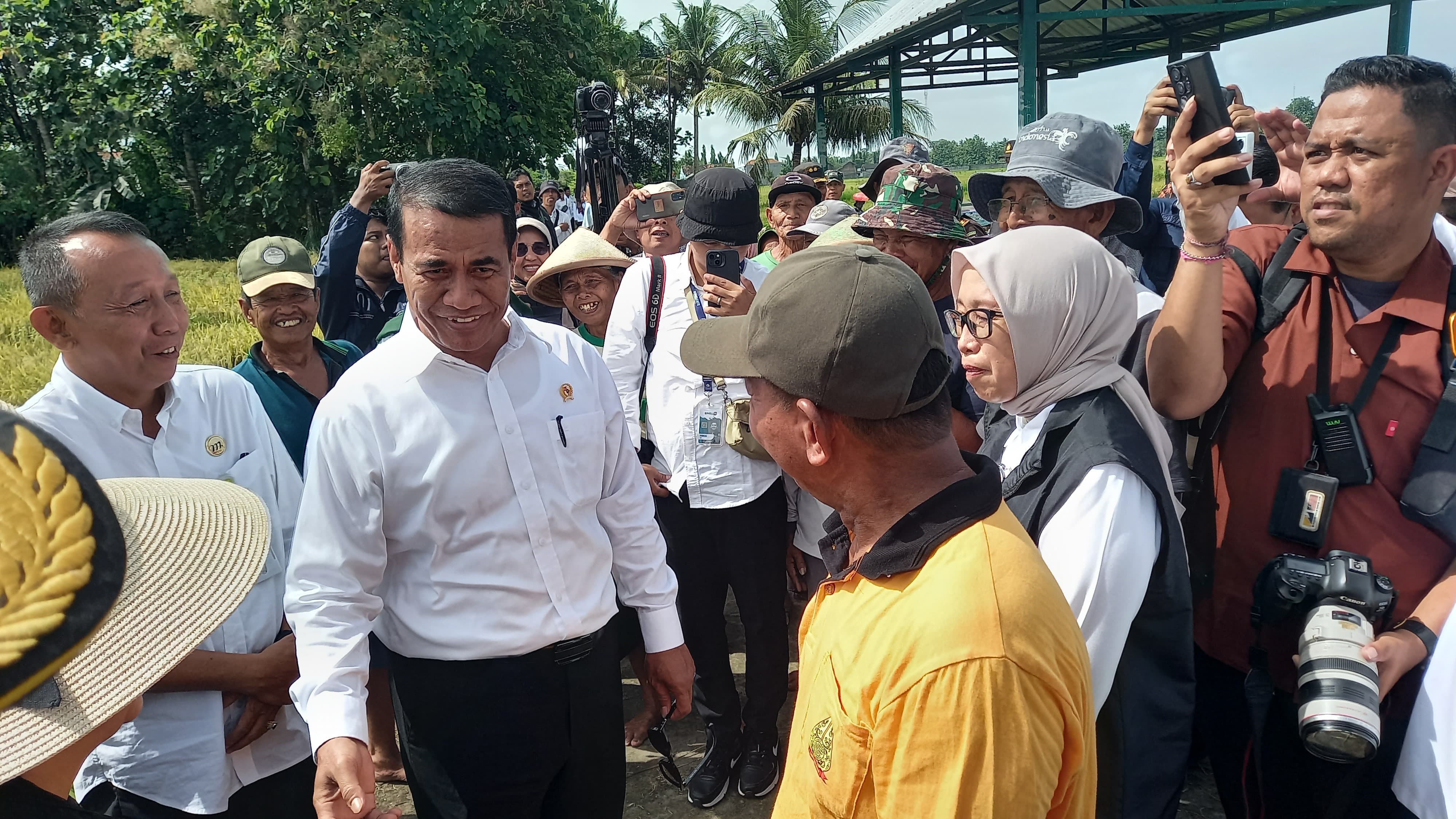 TURUN LAPANGAN: Menteri Pertanian Amran mengunjungi petani di Bantul Rabu (15/1/2025). Lokasi yang dikunjungi yakni di Ngabean, Pandak dan Kuwaru, Srandakan.