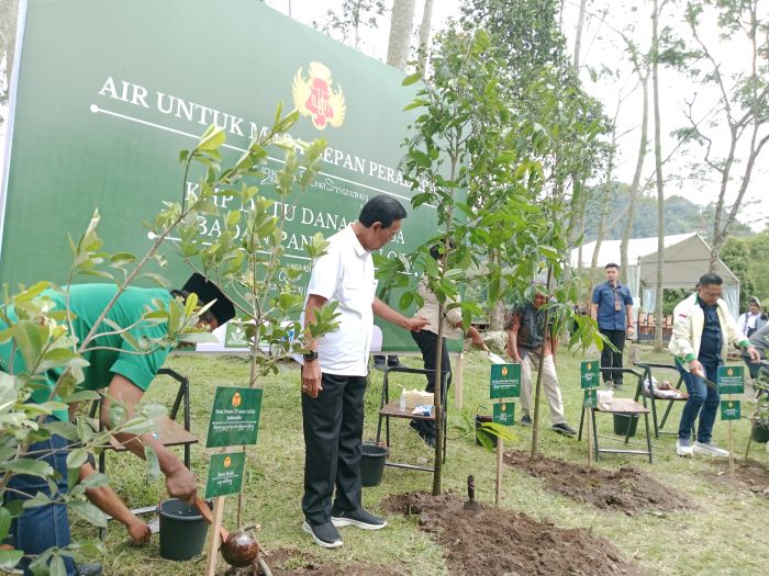 Sri Sultan Hamengku Buwono (HB) X melaksanakan aksi tanam seratus pohon di Nawang Jagad, Kaliurang pada Senin (20/1/2025)
