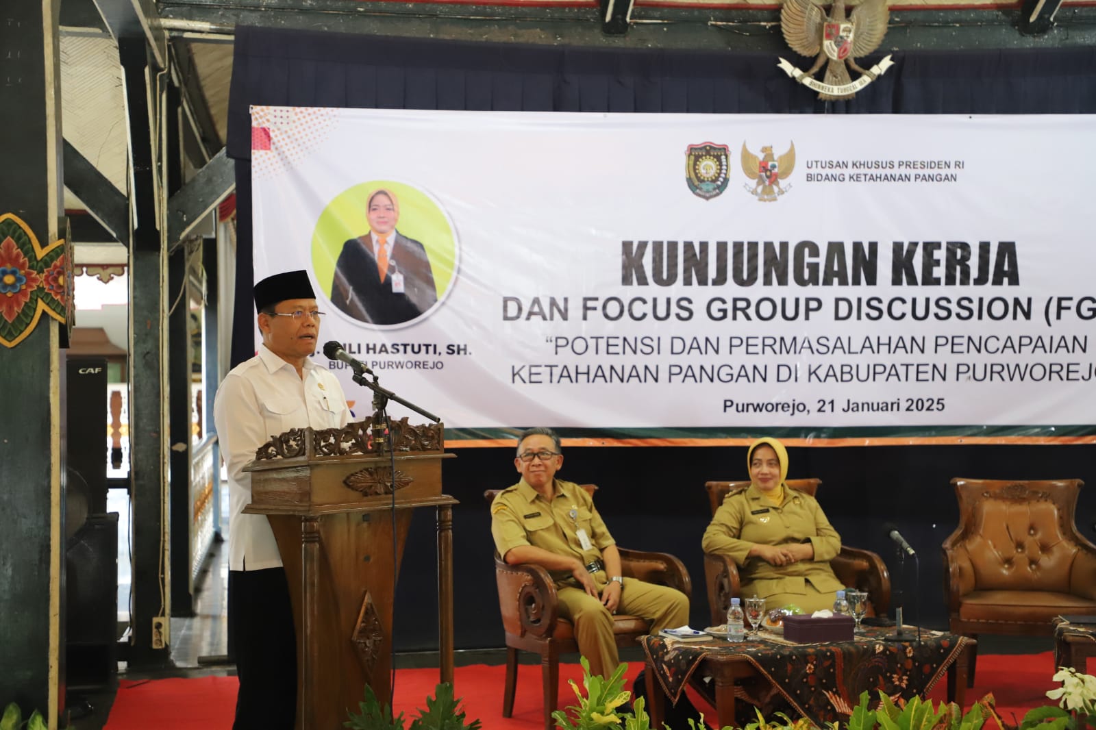 DUKUNGAN: Kunjungan Utusan Khusus Presiden RI Bidang Ketahanan Pangan Muhamad Mardiono ke Kabupaten Purworejo, Selasa (21/1).