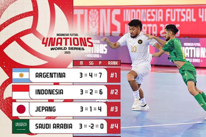 Timnas Futsal Indonesia menjadi runner up 4 Nations World Series 2025 (timnasfutsal)