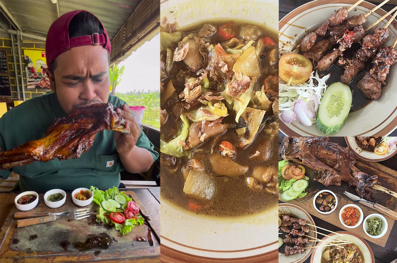 Menyantap aneka menu Sate Kambing Haji Fuid.