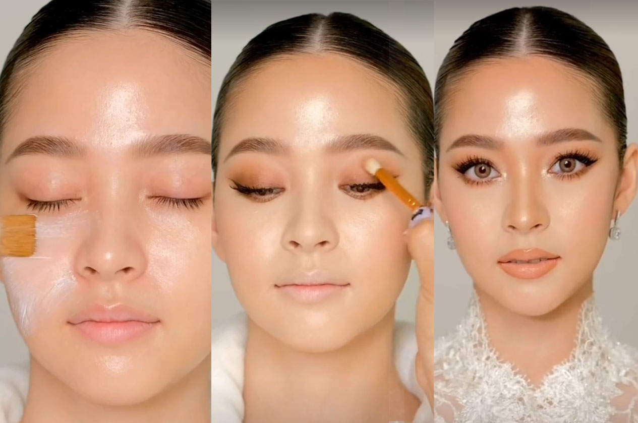 Makeup super fresh di wajah.