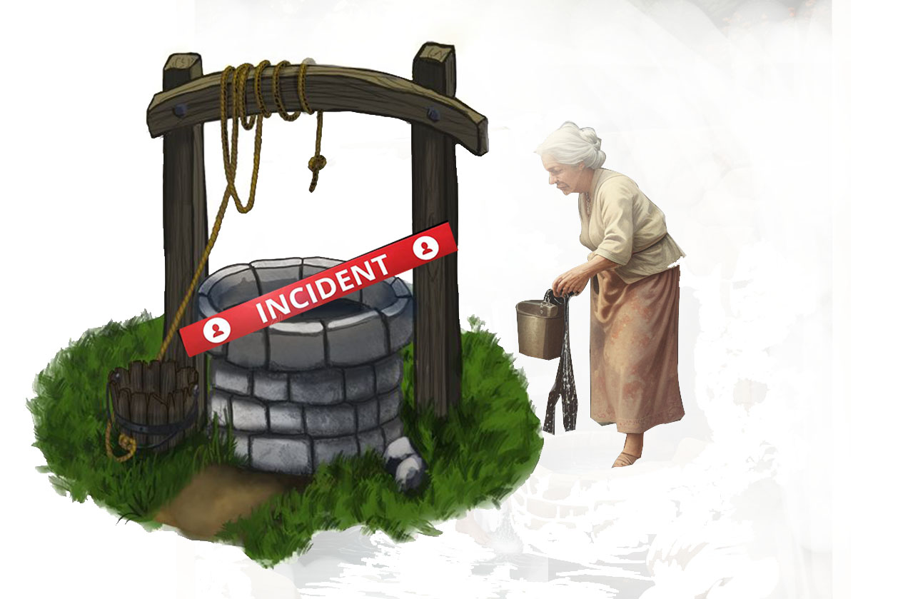 Ilustrasi incident kecelakaan menyebabkan seorang nenek masuk sumur.