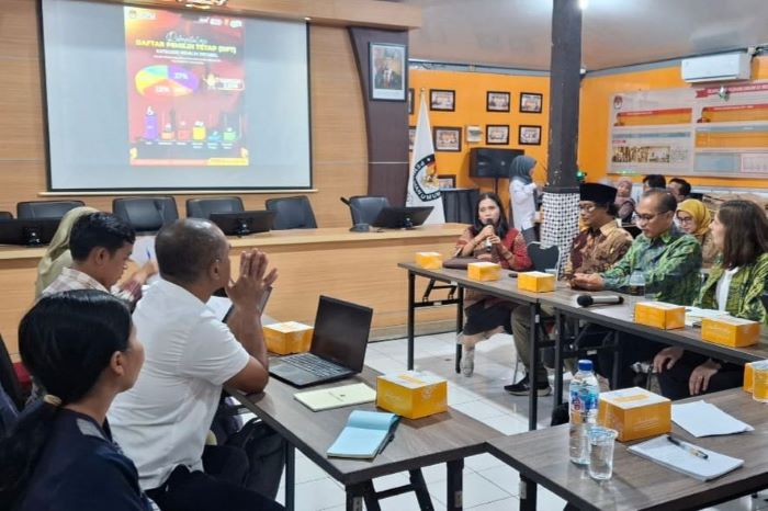 Kunjungan Kerja Joint Monitoring dari The Asia Foundation, Kementerian Luar Negeri (Kemenlu) Australia, Bappenas RI dan Yayasan LKiS di KPU Kota Jogja, Kamis (13/2/2025).