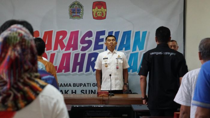 Sarasehen keolahragaan atlet bersama Bupati Gunungkidul dalam rangka persiapan Porda DIY XVII 2025.