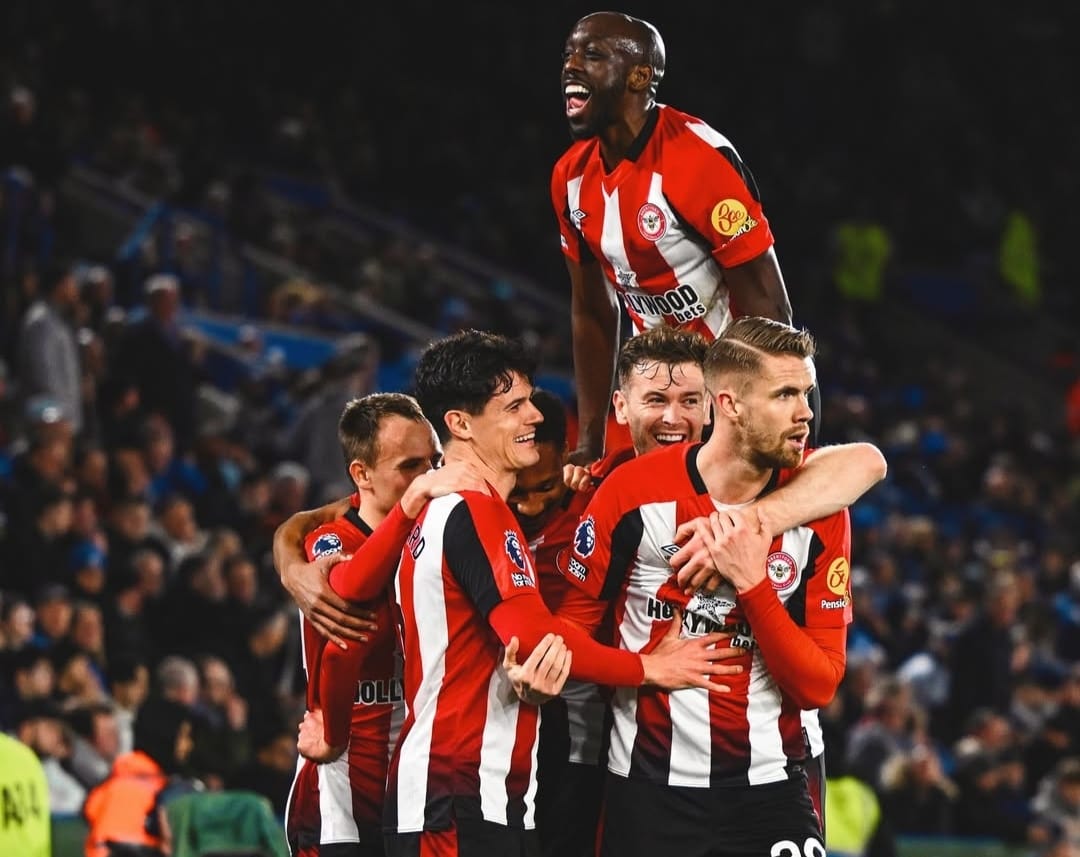 Selebrasi pemain Brentford atas kemenangan 4-0 atas Leicester City di Liga Inggris